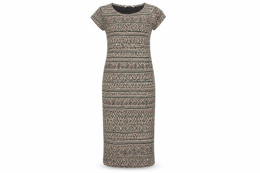 New Look Womens Multicoloured Geometric Viscose Pencil Dress Size 8 Boat Neck