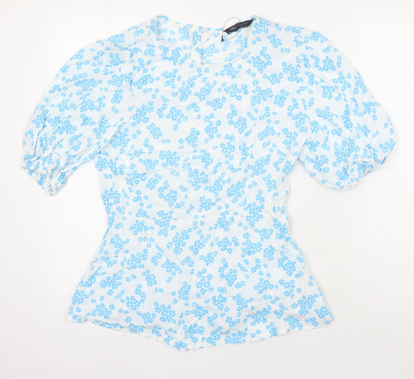 M&S Womens Multicoloured Floral Viscose Tunic Blouse Size 10 Roll Neck