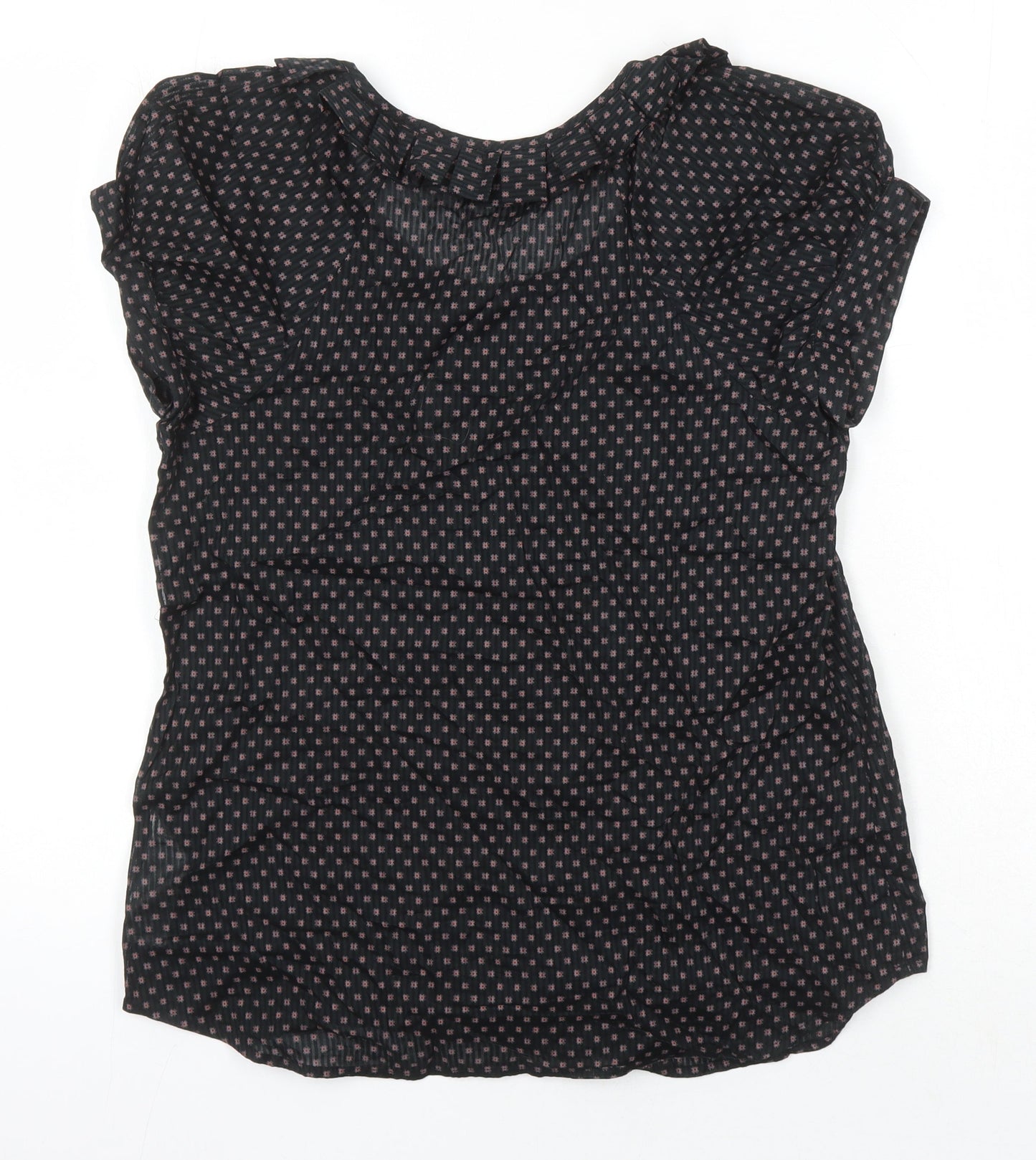 French Connection Womens Black 100% Cotton Tunic Blouse Size 8 Round Neck