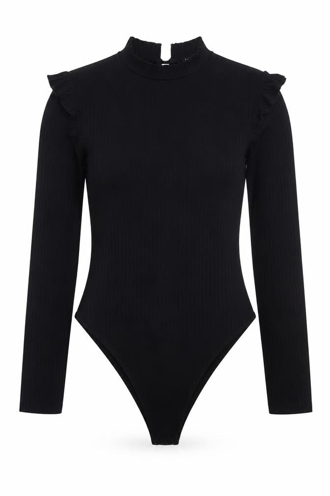 Boohoo Womens Black Polyester Bodysuit One-Piece Size 10 Snap