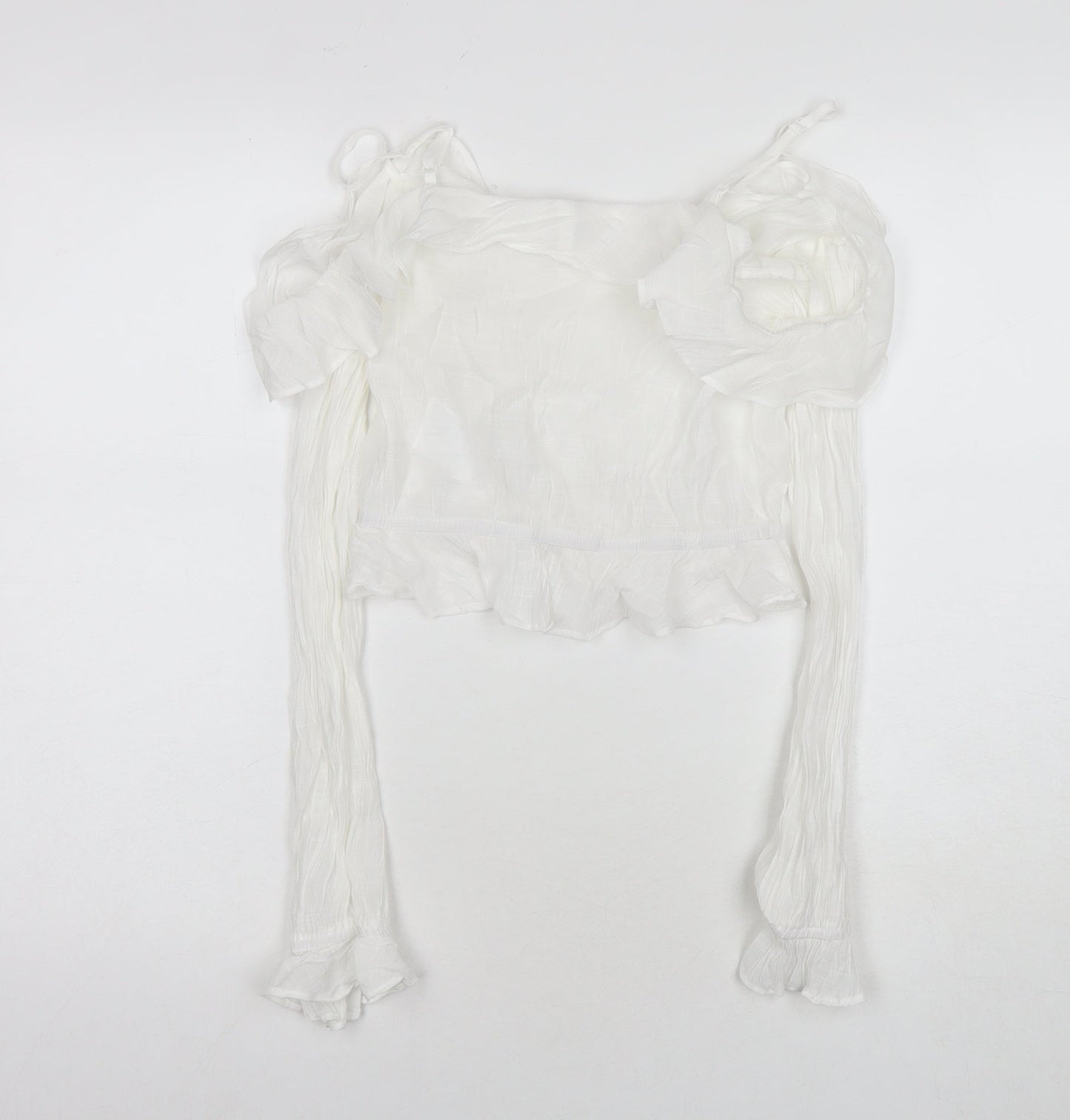 H&M Womens White Viscose Basic Blouse Size 4 Off the Shoulder