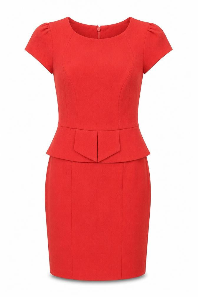 Miss Selfridge Womens Red Polyester A-Line Size 6 Round Neck Zip