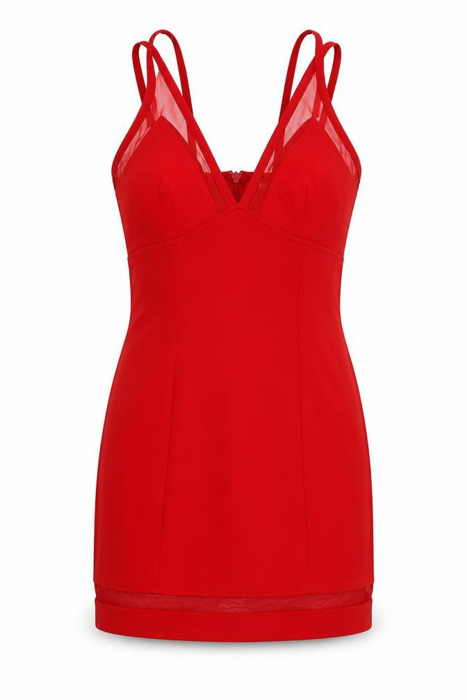 Missguided Womens Red Polyester A-Line Size 8 V-Neck Zip