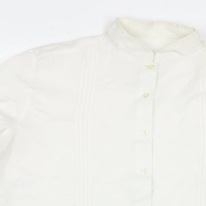 St Michael Womens White Polyester Basic Button-Up Size 14 Collared