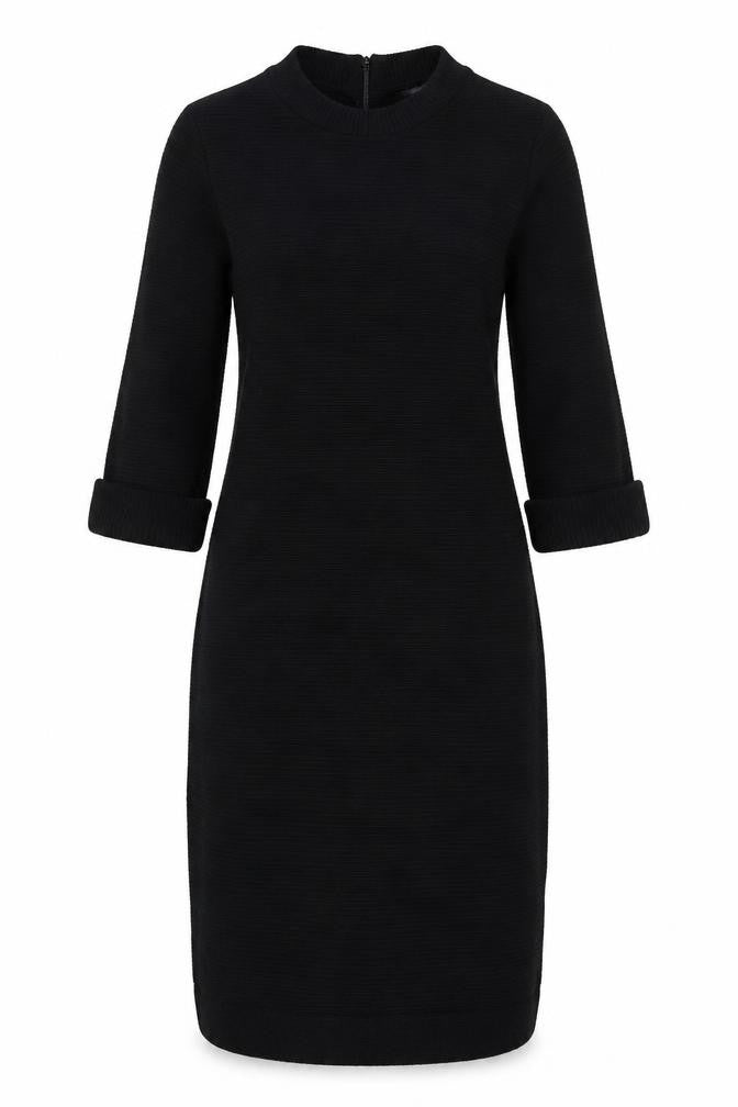 French Connection Womens Black Viscose A-Line Size 8 Round Neck Zip