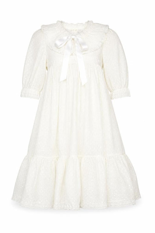 Vanli Baby Womens White Polka Dot Cotton A-Line Size M Round Neck Button