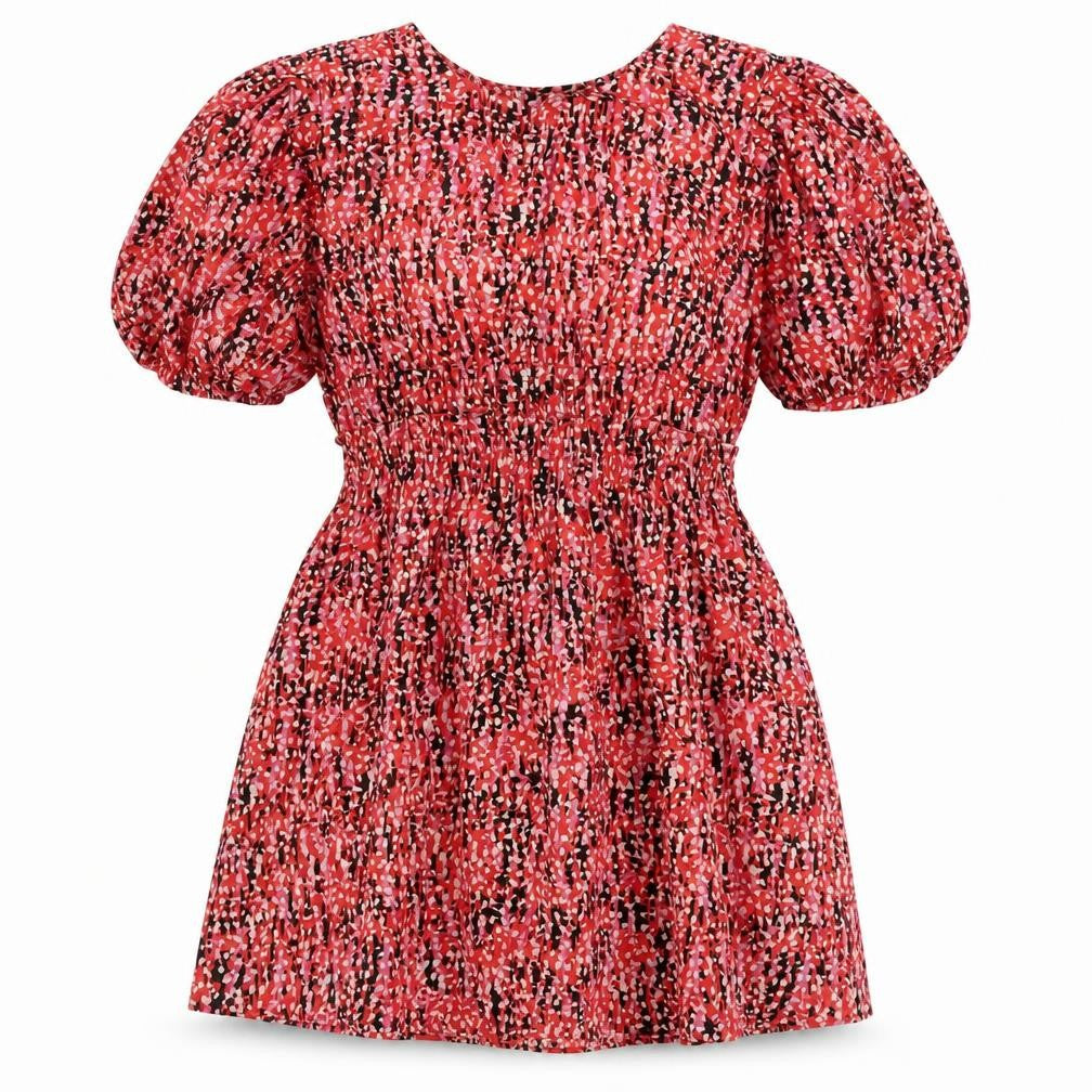 Topshop Womens Red Geometric Polyester A-Line Size 14 Boat Neck Tie