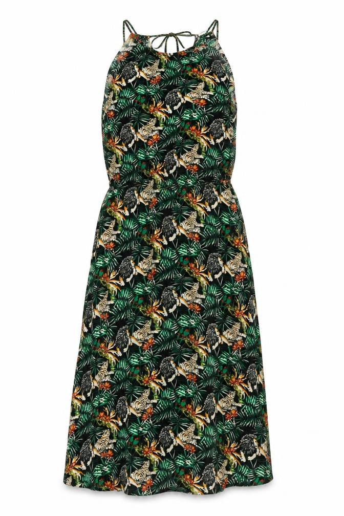 Warehouse Womens Green Floral Viscose A-Line Size 12 Square Neck Pullover