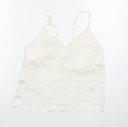 Mango Womens White Polyester Basic Tank Size XS V-Neck