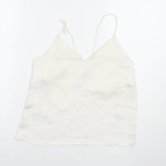 Mango Womens White Polyester Basic Tank Size XS V-Neck