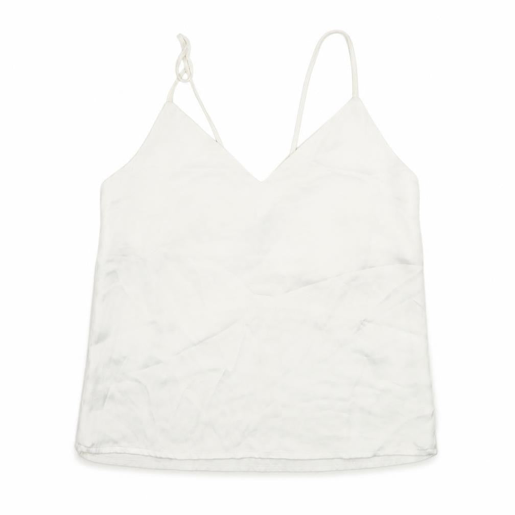 Mango Womens White Polyester Basic Tank Size XS V-Neck