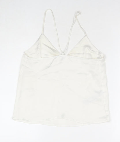 Mango Womens White Polyester Basic Tank Size XS V-Neck