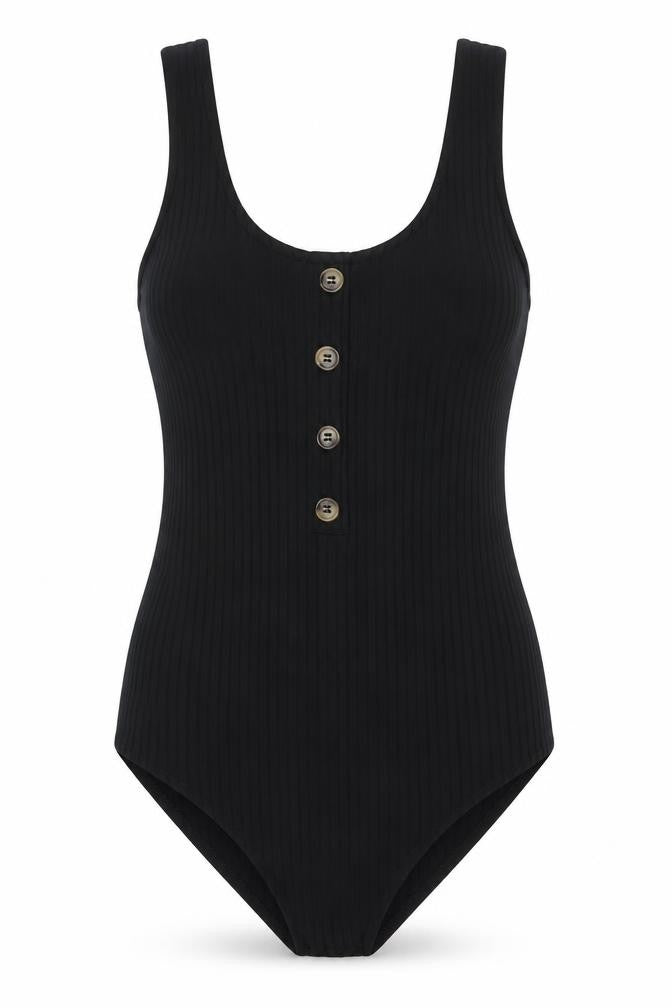 H&M Womens Black Polyester Bodysuit One-Piece Size S Snap