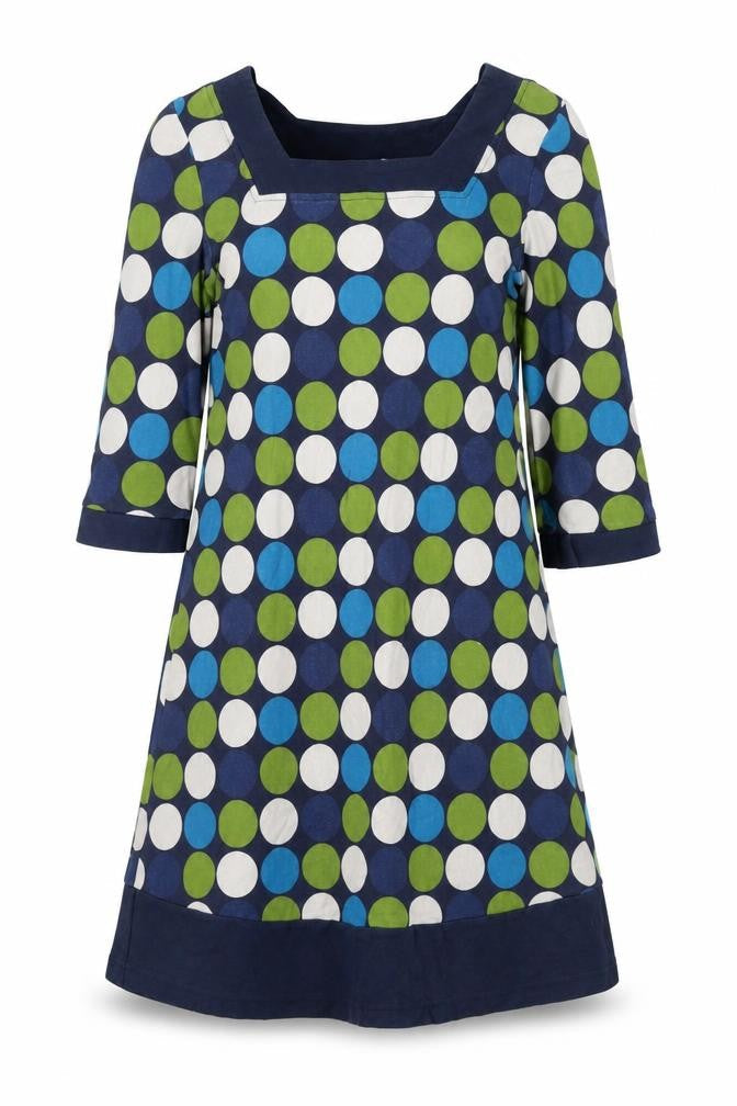 Adini Womens Multicoloured Polka Dot Cotton A-Line Size M Square Neck Pullover