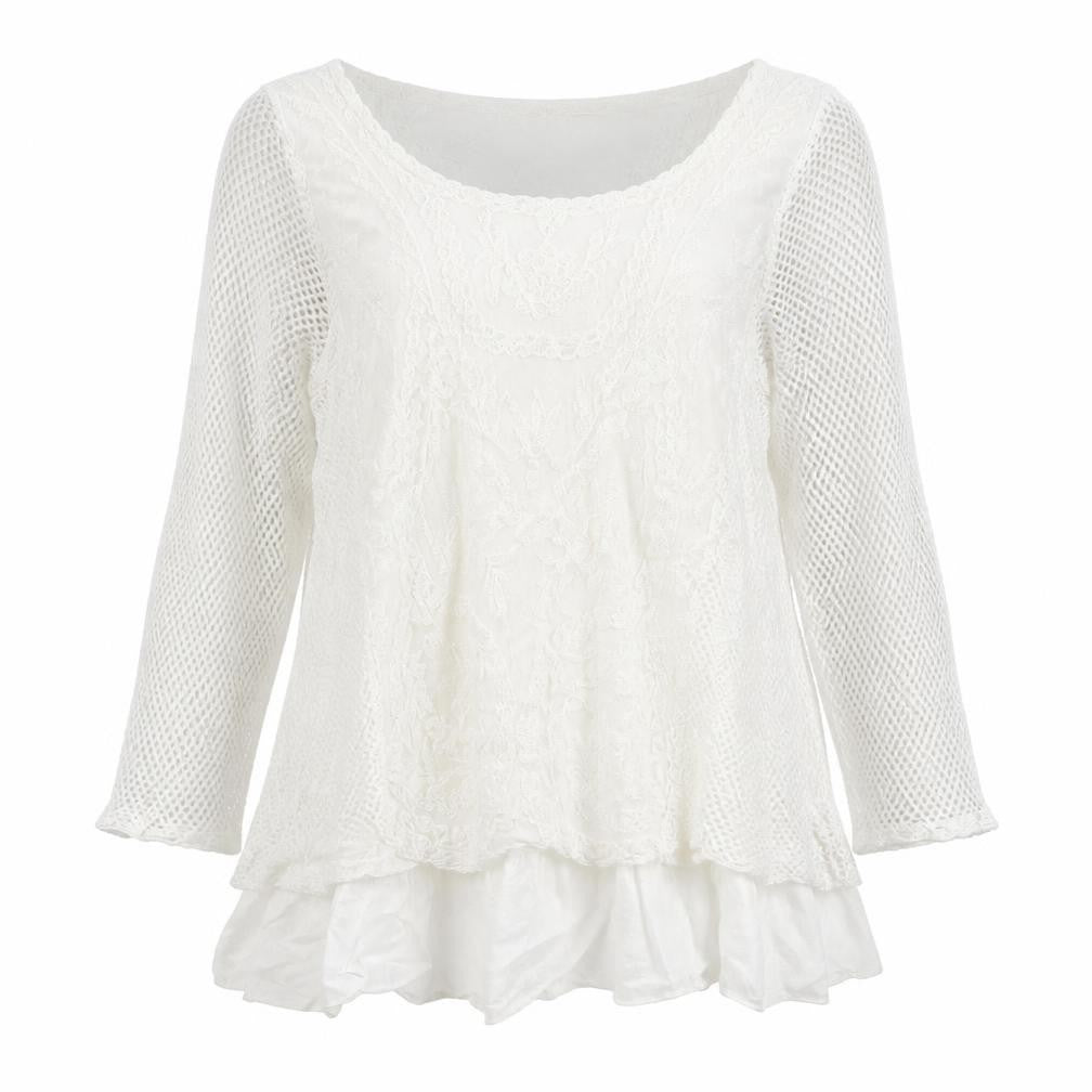 Quiz Womens White Polyester Basic T-Shirt Size M Round Neck