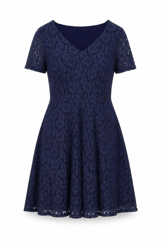Marks & Spencer Womens Blue Polyamide A-Line Size 14 Round Neck Zip
