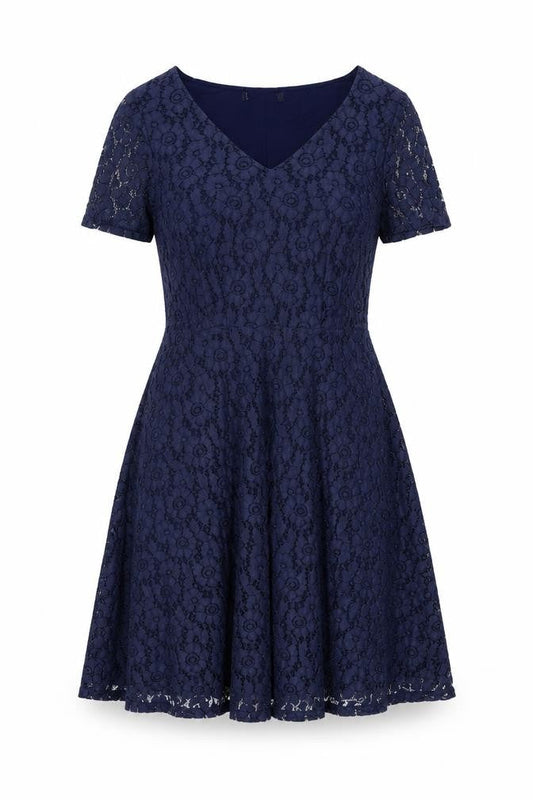 Marks & Spencer Womens Blue Polyamide A-Line Size 14 Round Neck Zip