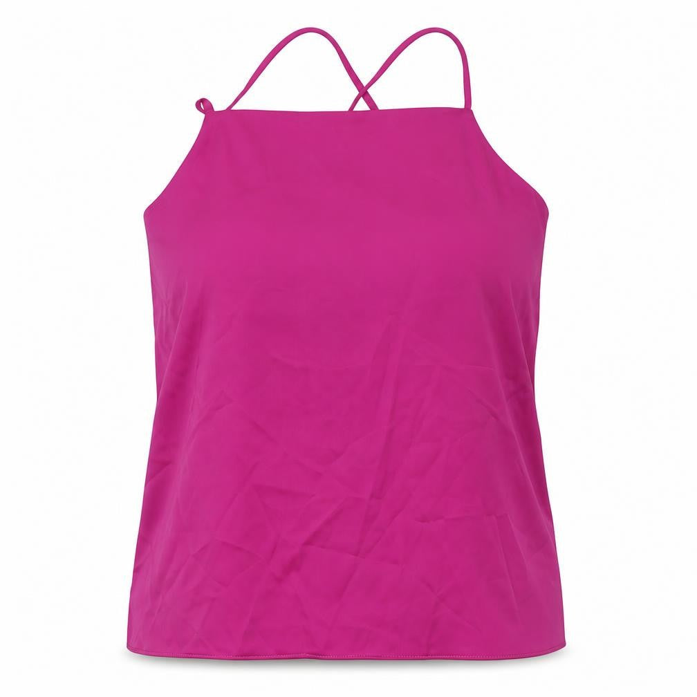 Marks & Spencer Womens Pink Polyester Basic Tank Size 8 Round Neck
