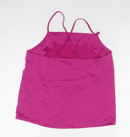 Marks & Spencer Womens Pink Polyester Basic Tank Size 8 Round Neck