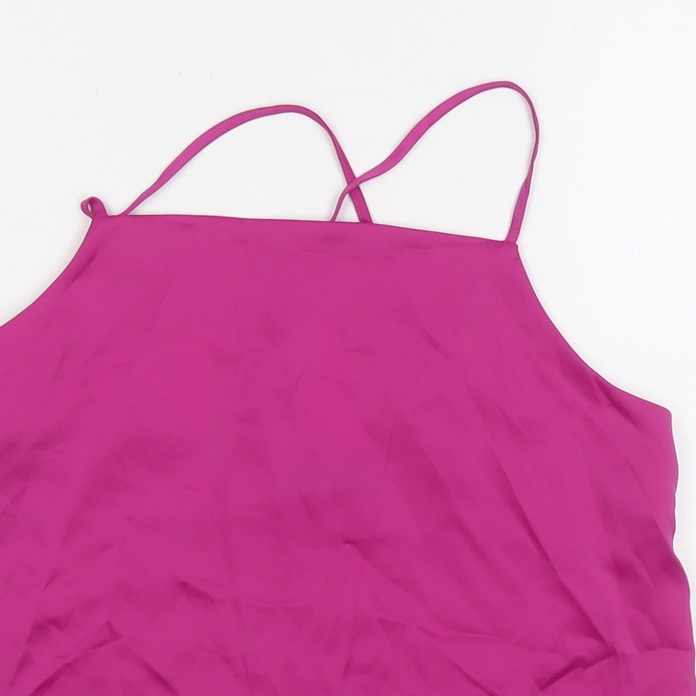 Marks and Spencer Womens Pink Polyester Basic Tank Size 8 Round Neck