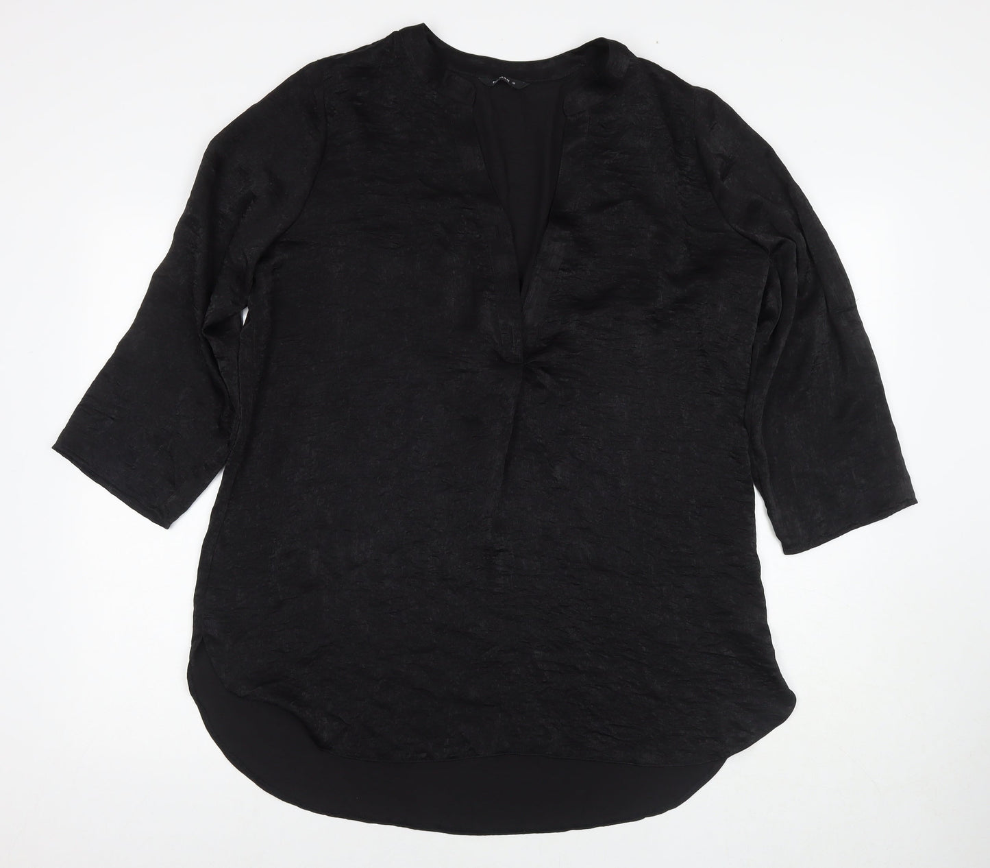 Roman Womens Black Polyester Tunic Blouse Size 16 V-Neck