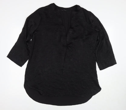 Additional front view of Roman women’s black polyester tunic blouse, size UK 16, v-neck