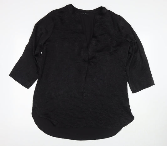 Roman Womens Black Polyester Tunic Blouse Size 16 V-Neck
