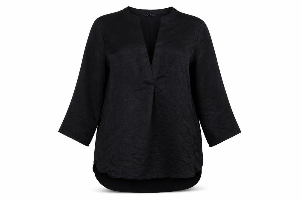 Roman Womens Black Polyester Tunic Blouse Size 16 V-Neck