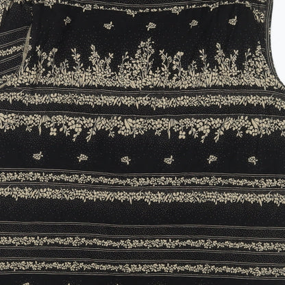 Marks & Spencer Womens Black Geometric Viscose Basic Tank Size 18 Round Neck