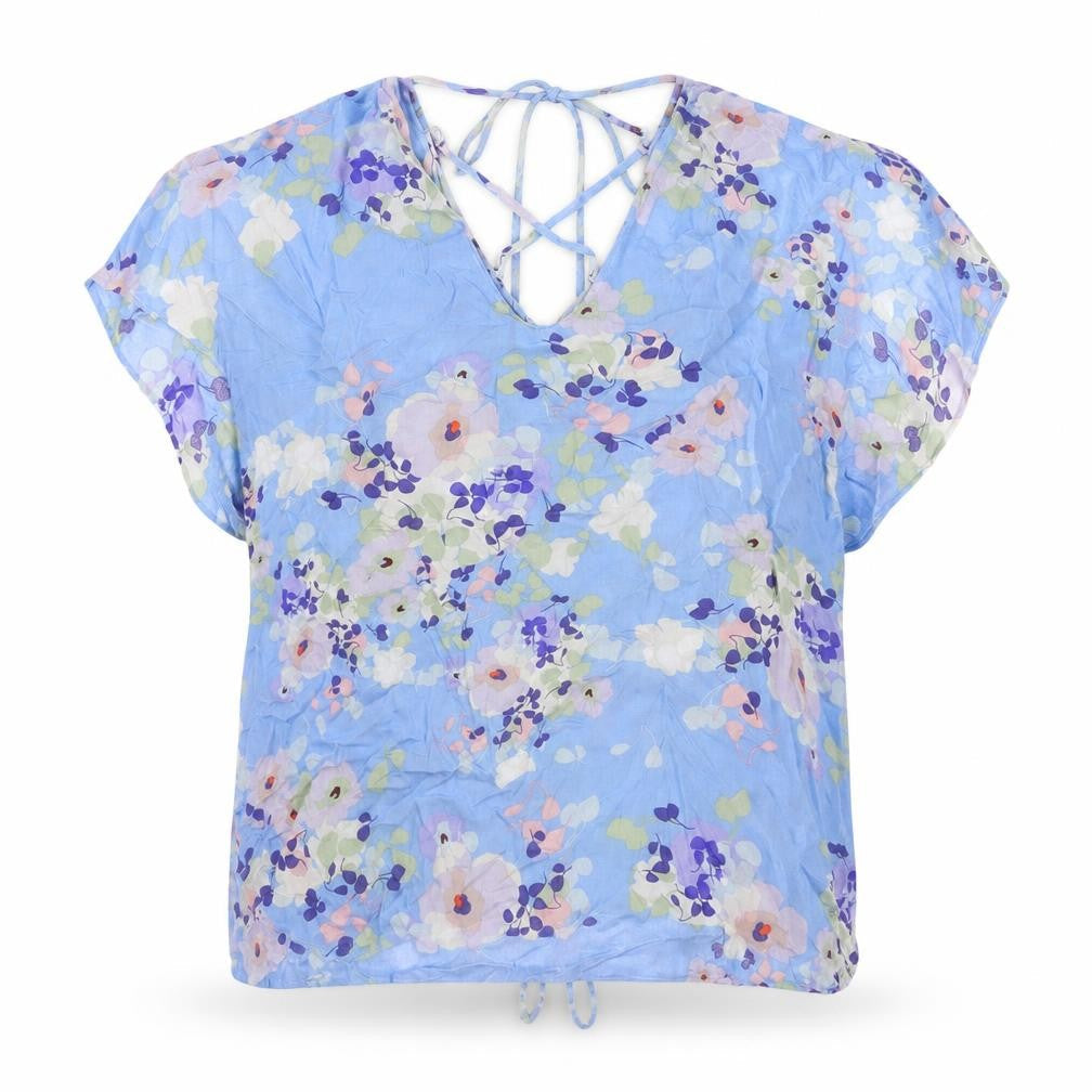 Phase Eight Womens Blue Geometric Polyester Basic T-Shirt Size 14 V-Neck