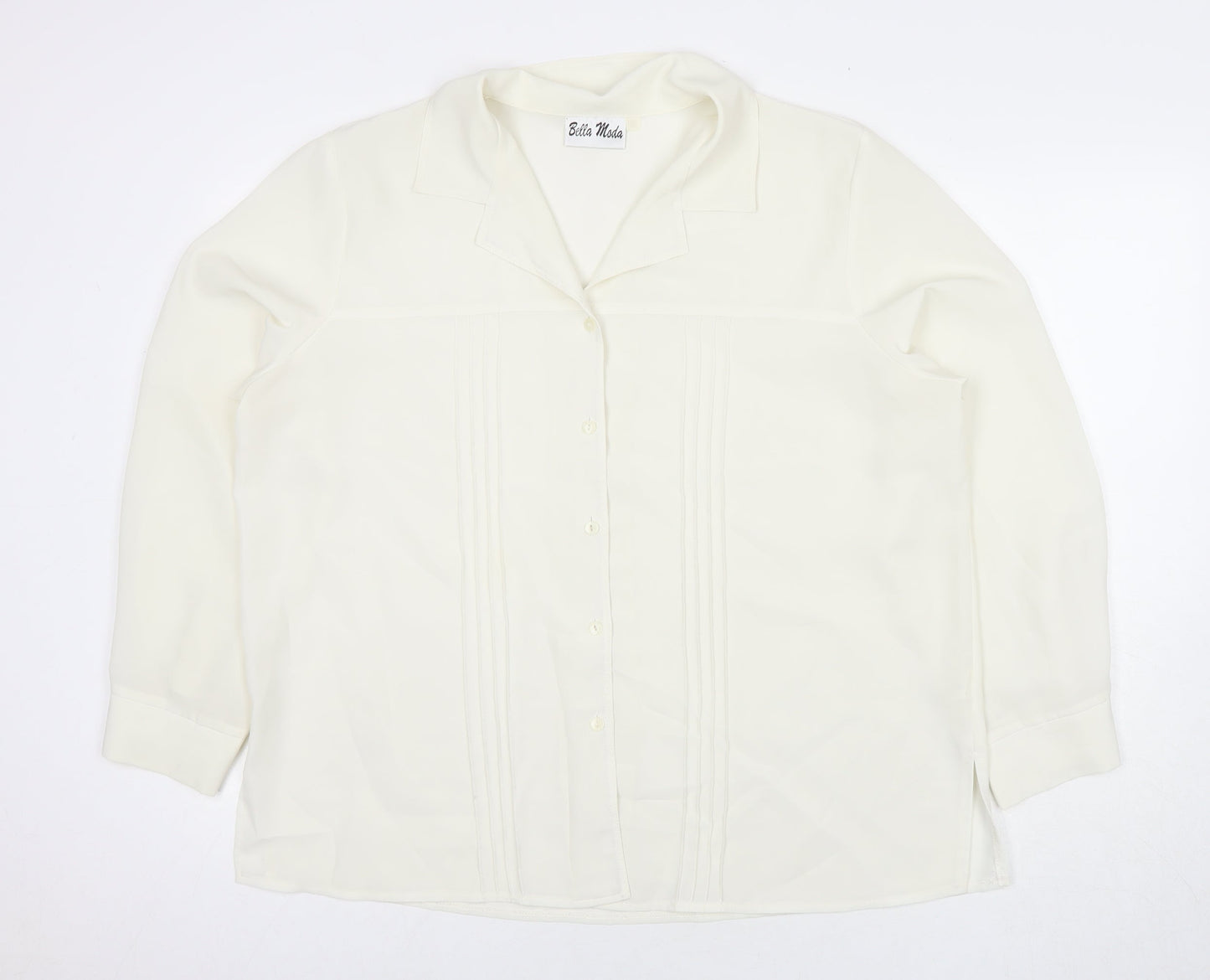 Bella Moda Womens White Polyester Basic Button-Up Size 20 Collared