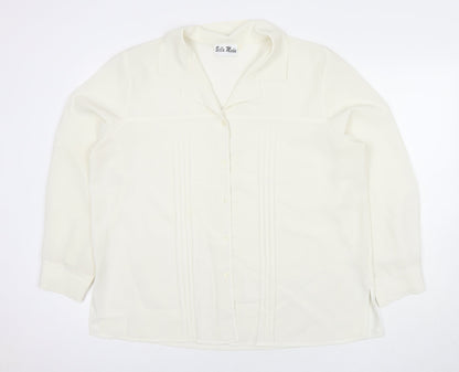 Bella Moda Womens White Polyester Basic Button-Up Size 20 Collared