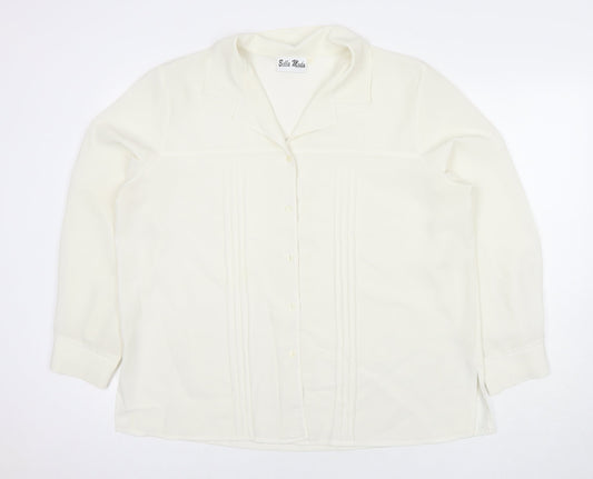 Bella Moda Womens White Polyester Basic Button-Up Size 20 Collared