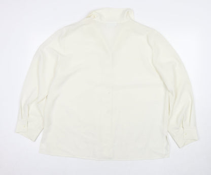 Bella Moda Womens White Polyester Basic Button-Up Size 20 Collared