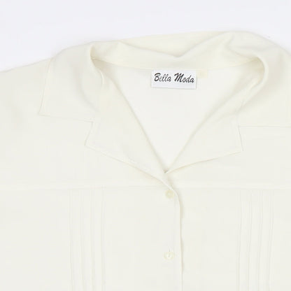 Bella Moda Womens White Polyester Basic Button-Up Size 20 Collared
