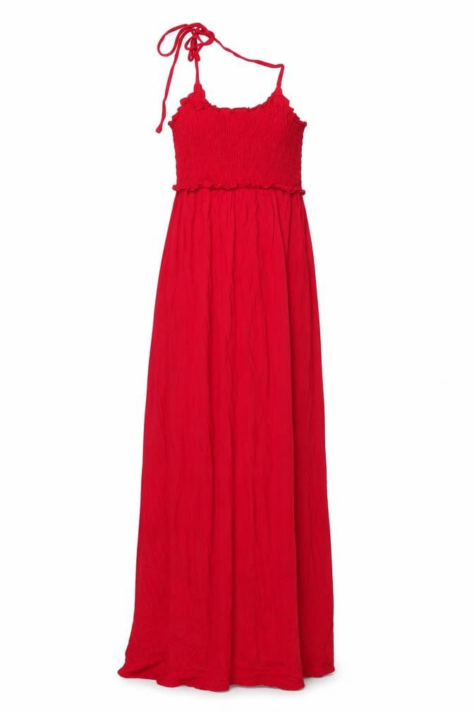 Marks & Spencer Womens Red Viscose Maxi Size M Square Neck Pullover