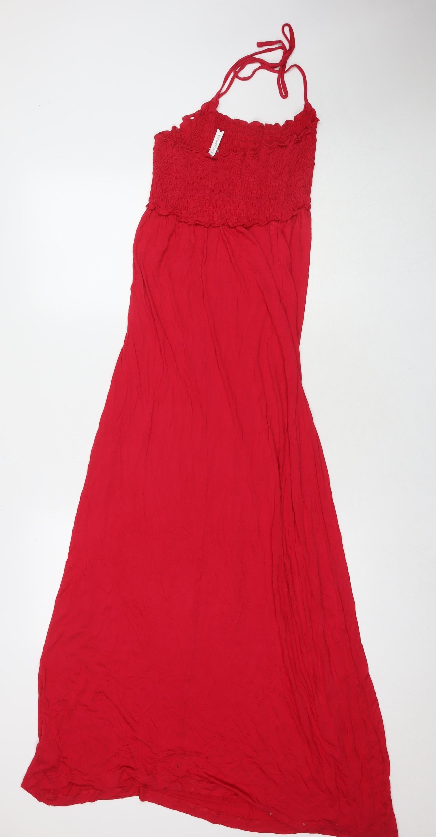Marks and Spencer Womens Red Viscose Maxi Size M Square Neck Pullover