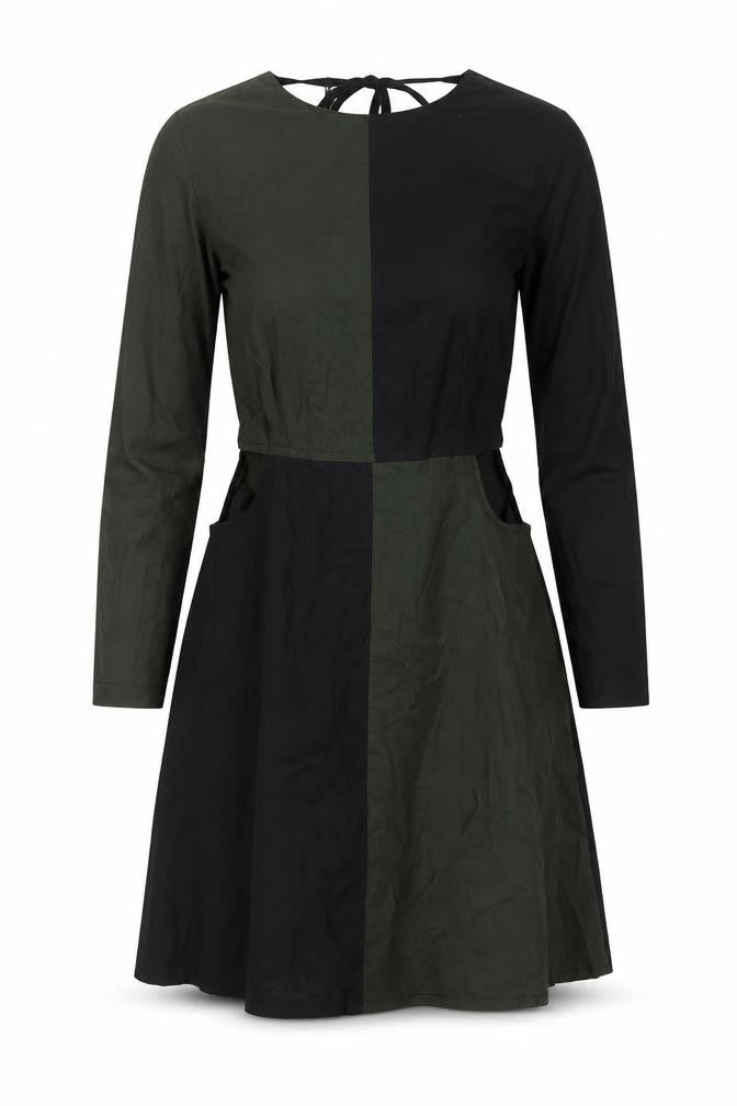 Trendyol Womens Green Colourblock Cotton A-Line Size 8 Square Neck Pullover
