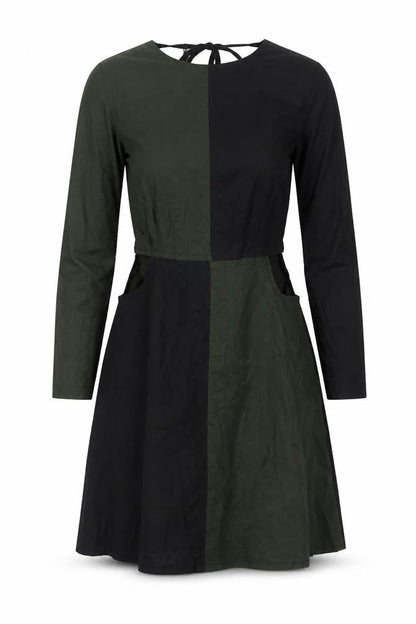 Trendyol Womens Green Colourblock Cotton A-Line Size 8 Square Neck Pullover