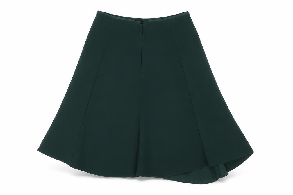 H&M Womens Green Polyester A-Line Skirt Size 8 Zip - Asymmetric