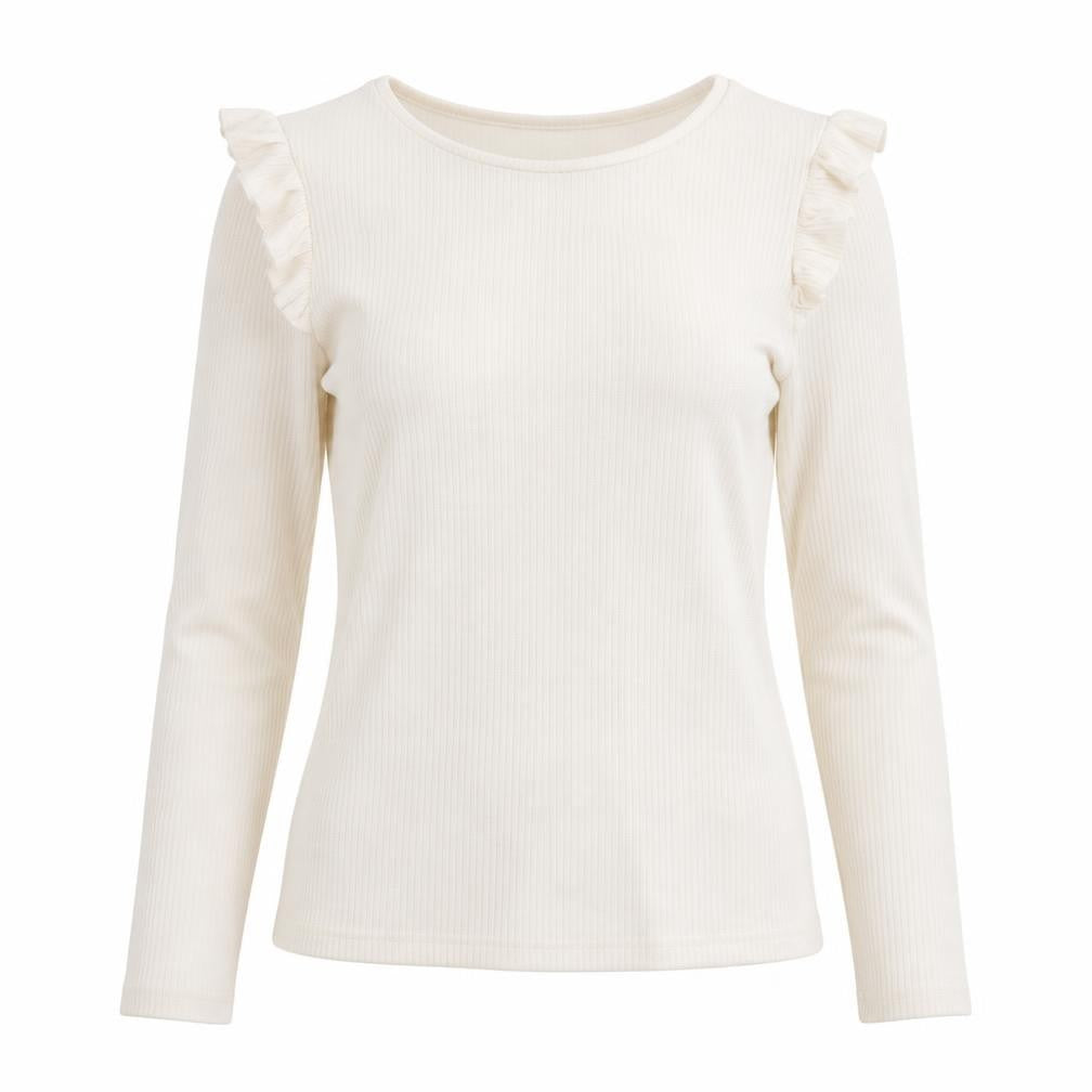 New Look Womens White Round Neck Polyester Pullover Jumper Size 10 - Ribbed