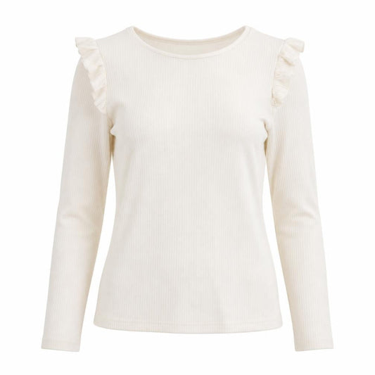 New Look Womens White Round Neck Polyester Pullover Jumper Size 10 - Ribbed