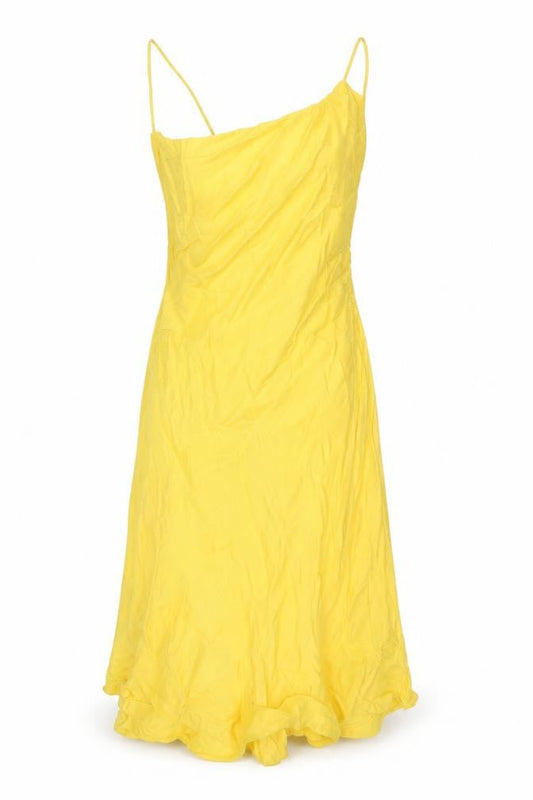 Zara Womens Yellow Viscose Slip Dress Size 4 Cowl Neck Pullover