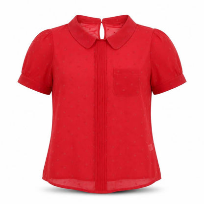 Oasis Womens Red Polka Dot Polyester Basic Blouse Size 8 Collared