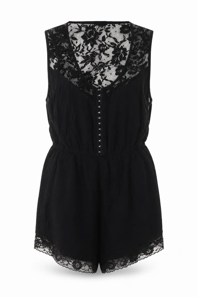 Pins & Needles Womens Black Polyester Romper One-Piece Size M L3 in Hook & Eye