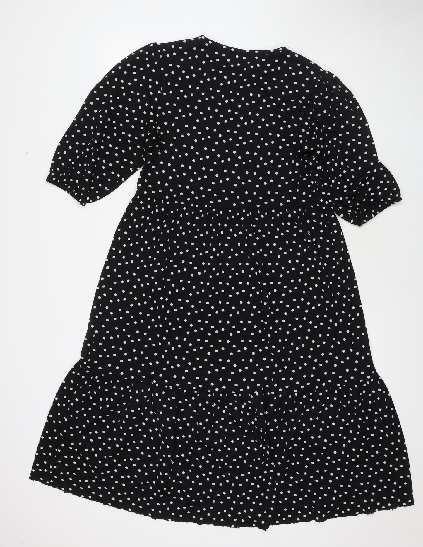 Zara Womens Black Polka Dot Polyester Maxi Size S Round Neck Pullover
