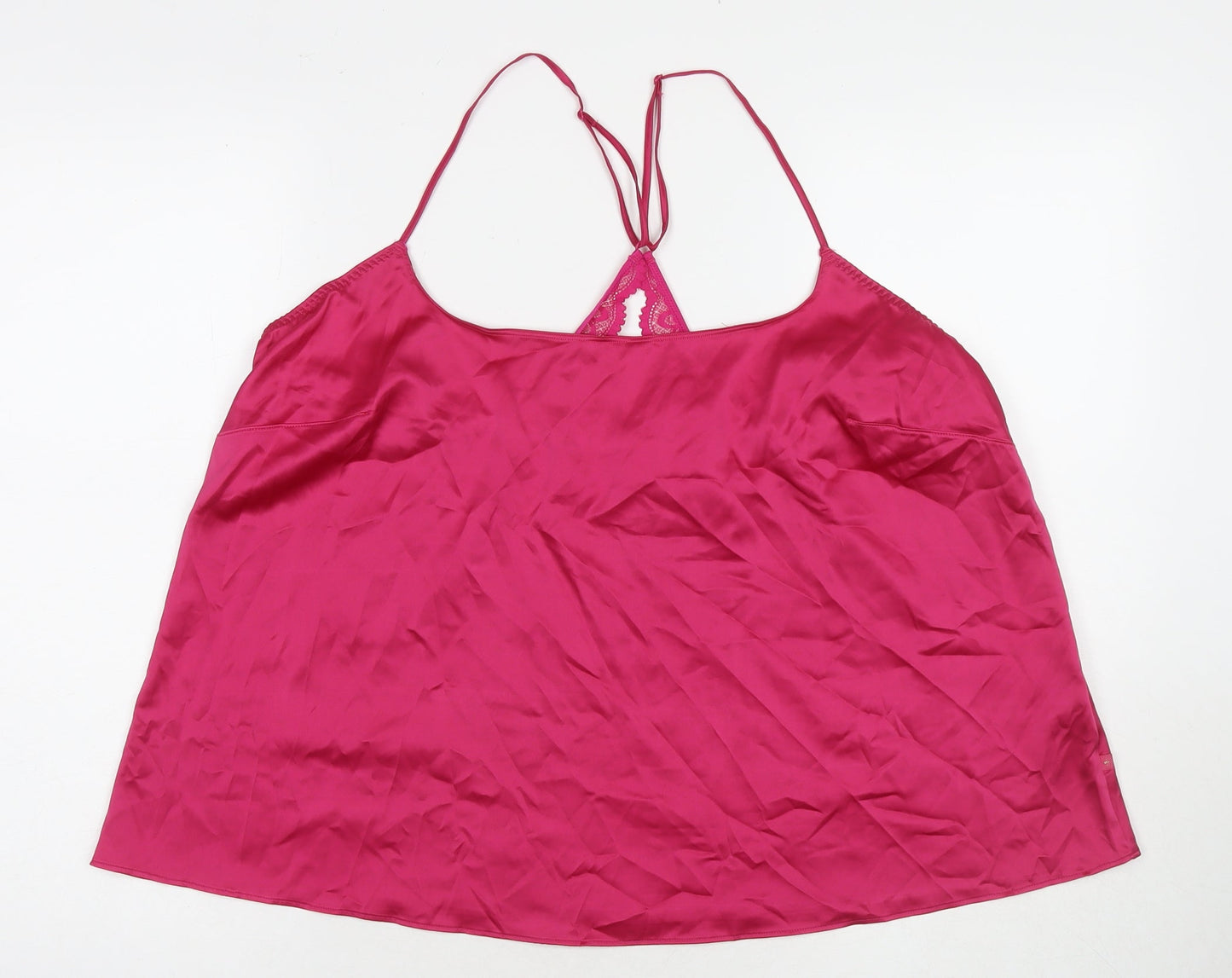 Marks and Spencer Womens Pink Polyester Camisole Tank Size L Round Neck