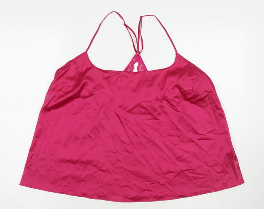 Marks and Spencer Womens Pink Polyester Camisole Tank Size L Round Neck