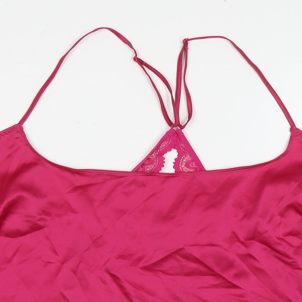Marks and Spencer Womens Pink Polyester Camisole Tank Size L Round Neck