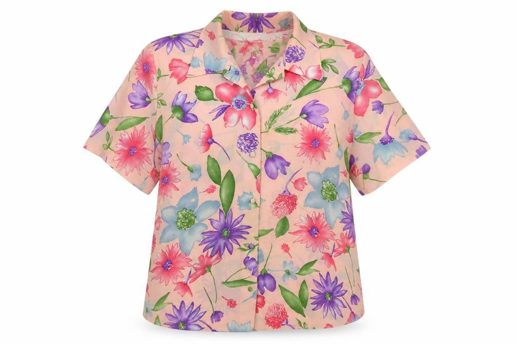 Classics Womens Multicoloured Floral Polyester Basic Button-Up Size 14 Collared